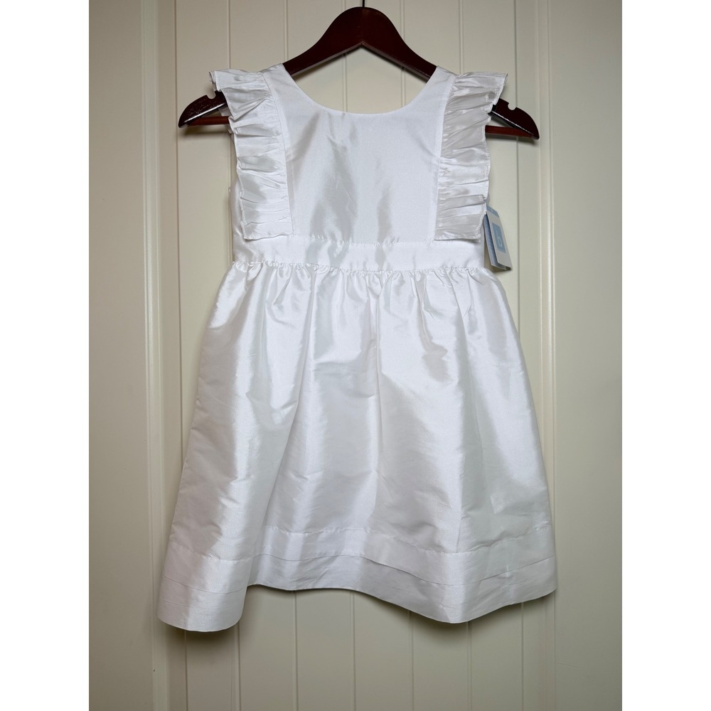 NWT Bella Bliss White Taffeta Ruby Dress Girls Size 7 Ruffle Bow Back